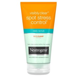 اسکراب لایه بردار پوست نوتروژینا سری visibly clear مدل spot stress control حجم ۱۵۰ میلی لیتر